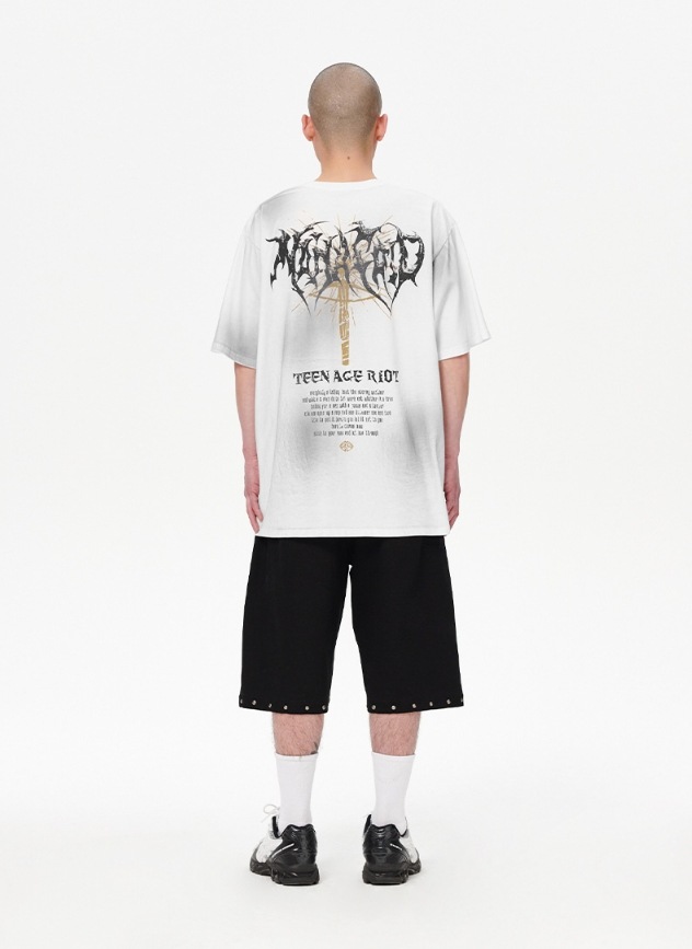[ MAHAGRID]★ 韓国人気 TEEN AGE RIOT WASHED TEE ★ mahagrid/マハグリッド』 TEEN AGE RIOT WASHED TEE/スローガン