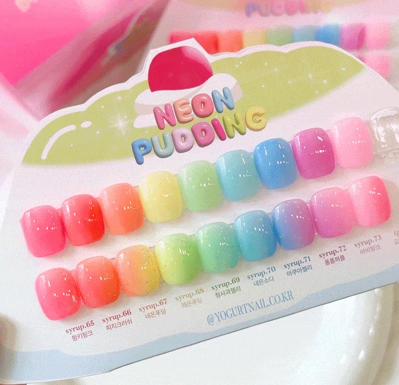 [YOGURTNAIL ] 【NEON PUDDING】パステルネオンシロップ＆トッピンググリッター [10色セット]