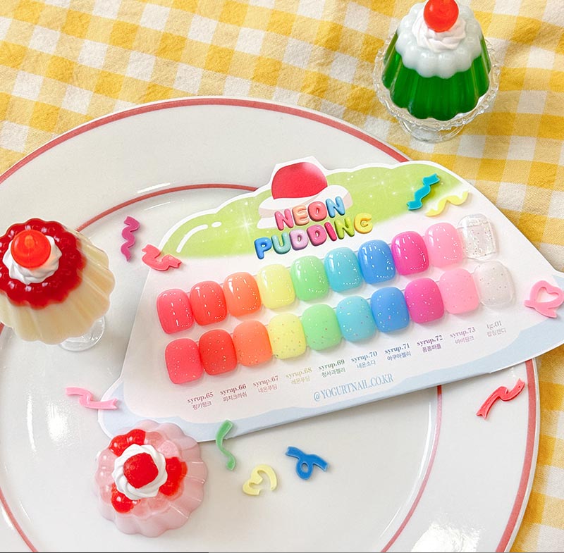[YOGURTNAIL ] 【NEON PUDDING】パステルネオンシロップ＆トッピンググリッター [10色セット]