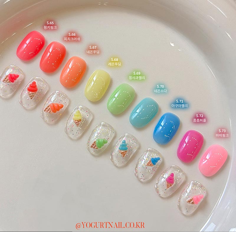 [YOGURTNAIL ] 【NEON PUDDING】パステルネオンシロップ＆トッピンググリッター [10色セット]