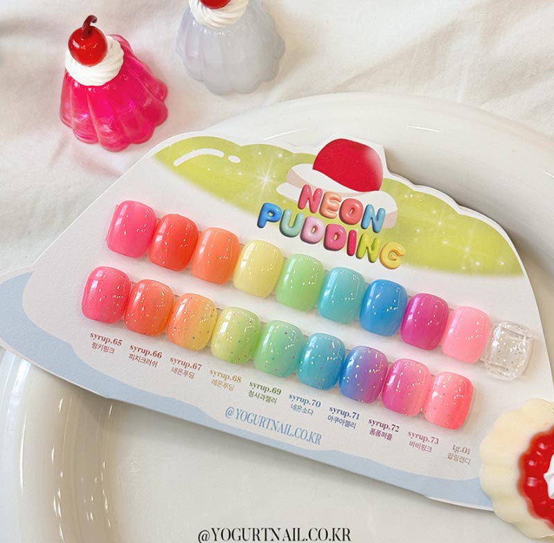 [YOGURTNAIL ] 【NEON PUDDING】パステルネオンシロップ＆トッピンググリッター [10色セット]