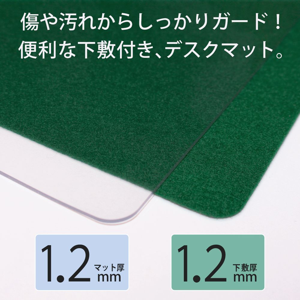 デスクマット エコノミータイプ 軟質 薄手1.2mm厚 Wタイプ（下敷付） 1190x590mm DM-126W