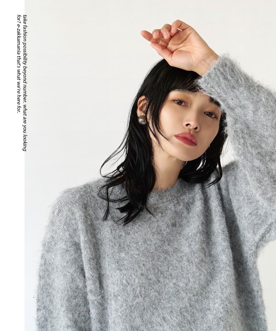 ニット レディース / トップス ニットウェア セーター シャギー 長袖 丸首 クルーネック 手洗い 大きいサイズ 春 MIMIMEMETE(ミミメメット):シャギーニット クルーネックプルオーバー ニット レディース / トップス ニットウェア セーター シャギー 長袖 丸首 クルーネック 手洗い 大きいサイズ 春 MIMIMEMETE(ミミメメット):シャギーニット クルーネックプルオーバー