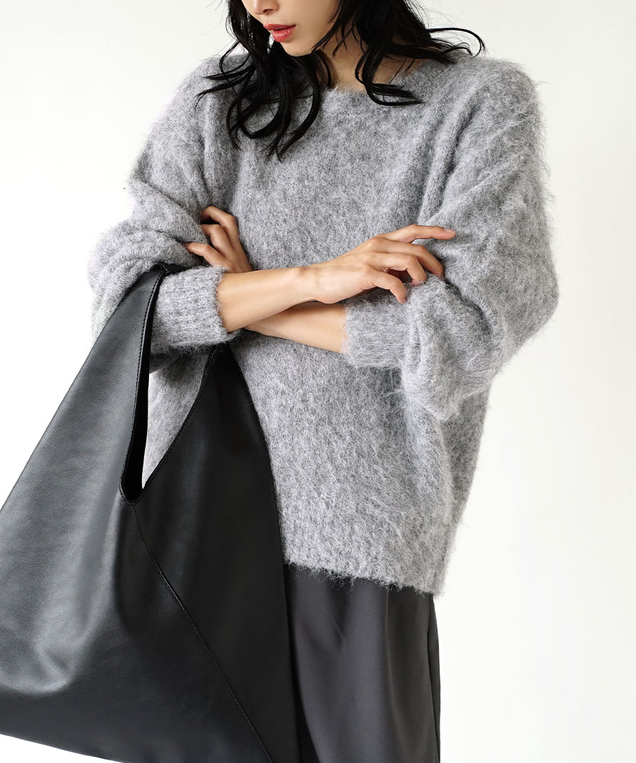 ニット レディース / トップス ニットウェア セーター シャギー 長袖 丸首 クルーネック 手洗い 大きいサイズ 春 MIMIMEMETE(ミミメメット):シャギーニット クルーネックプルオーバー ニット レディース / トップス ニットウェア セーター シャギー 長袖 丸首 クルーネック 手洗い 大きいサイズ 春 MIMIMEMETE(ミミメメット):シャギーニット クルーネックプルオーバー