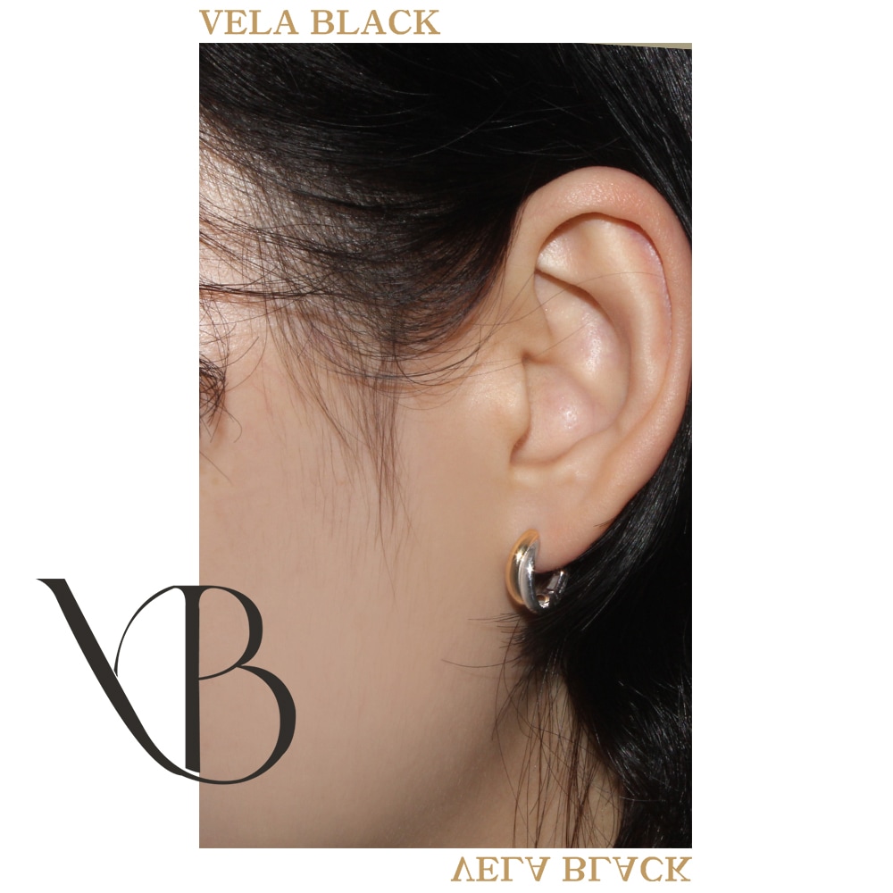 VELA BLACK ハーフ&ハーフ コード ピアス 18K VELA BLACK ハーフ&ハーフ コード ピアス 18K
