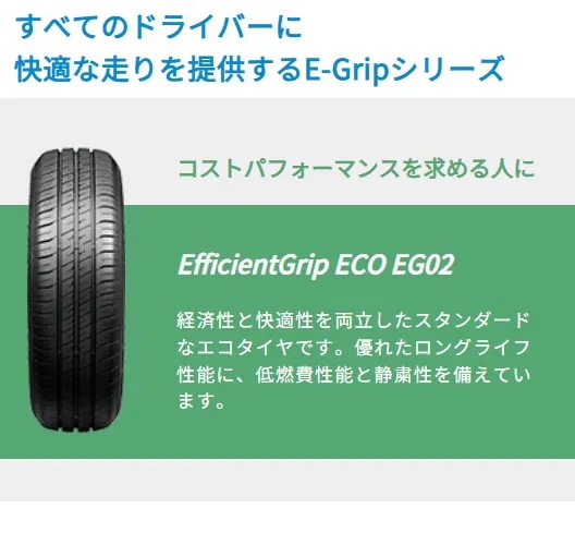 25年製 EfficientGrip ECO EG02 175/65R14 82S 夏タイヤ 高コスパ 低燃費 ウェット性能 [営業日午前着金で当日出荷][取付け店へ直送OK]