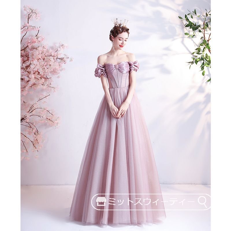 カラードレス 演奏会用ドレス 発表会 ピアノ ロングドレス Aライン ピンク オフショルダー ウエデ カラードレス 演奏会用ドレス 発表会 ピアノ ロングドレス Aライン ピンク オフショルダー ウエデ