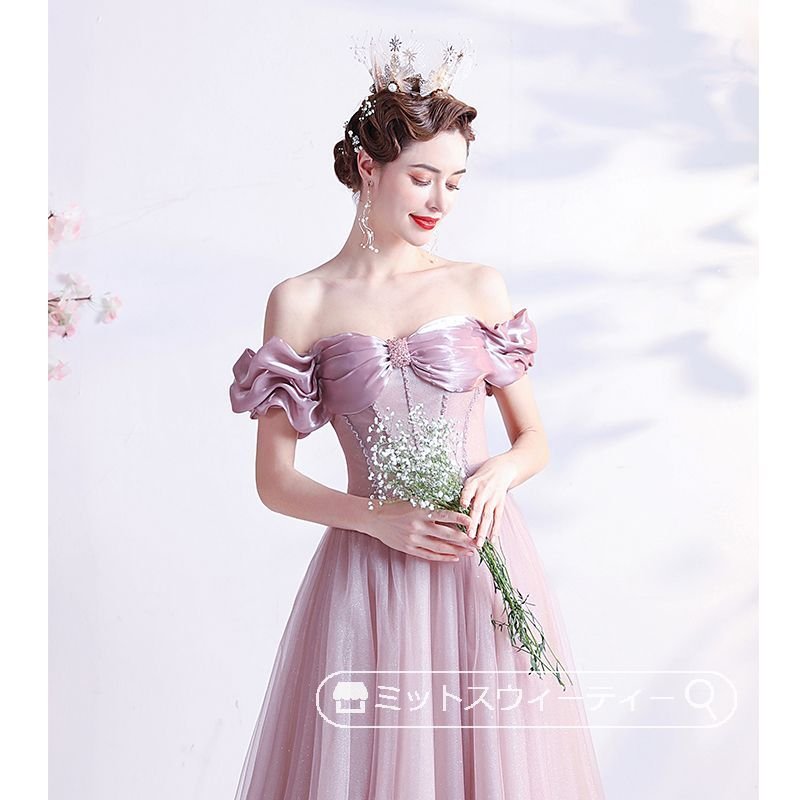 カラードレス 演奏会用ドレス 発表会 ピアノ ロングドレス Aライン ピンク オフショルダー ウエデ カラードレス 演奏会用ドレス 発表会 ピアノ ロングドレス Aライン ピンク オフショルダー ウエデ