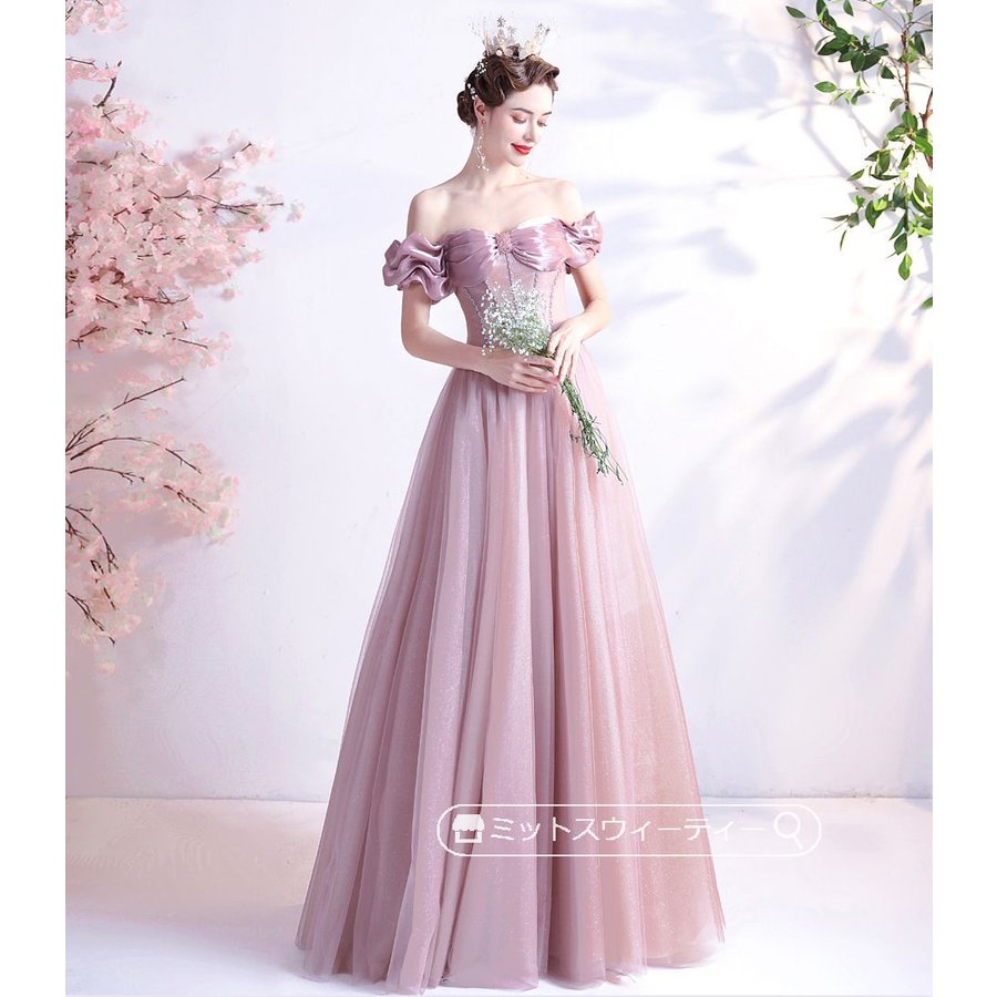 カラードレス 演奏会用ドレス 発表会 ピアノ ロングドレス Aライン ピンク オフショルダー ウエデ カラードレス 演奏会用ドレス 発表会 ピアノ ロングドレス Aライン ピンク オフショルダー ウエデ
