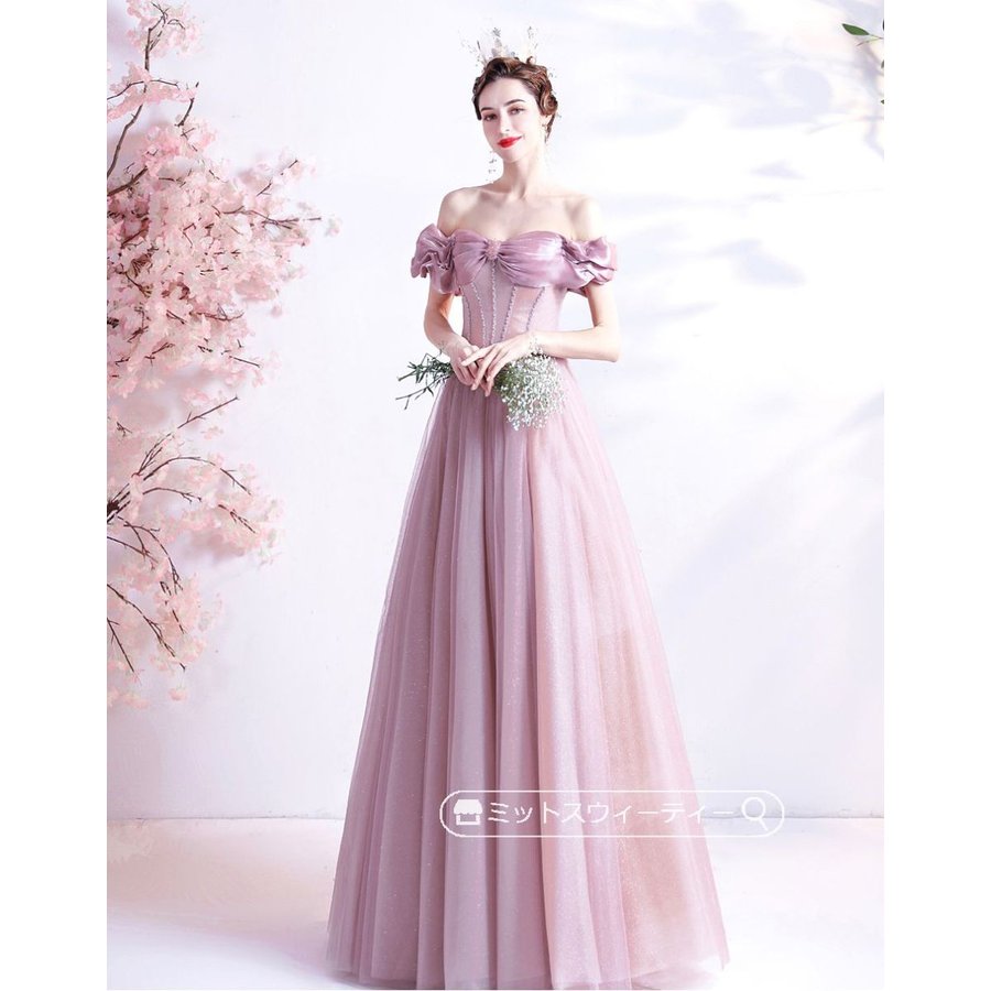 カラードレス 演奏会用ドレス 発表会 ピアノ ロングドレス Aライン ピンク オフショルダー ウエデ カラードレス 演奏会用ドレス 発表会 ピアノ ロングドレス Aライン ピンク オフショルダー ウエデ