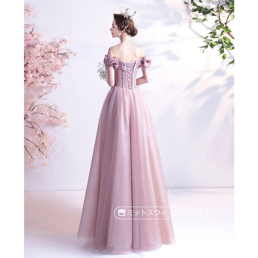 カラードレス 演奏会用ドレス 発表会 ピアノ ロングドレス Aライン ピンク オフショルダー ウエデ カラードレス 演奏会用ドレス 発表会 ピアノ ロングドレス Aライン ピンク オフショルダー ウエデ