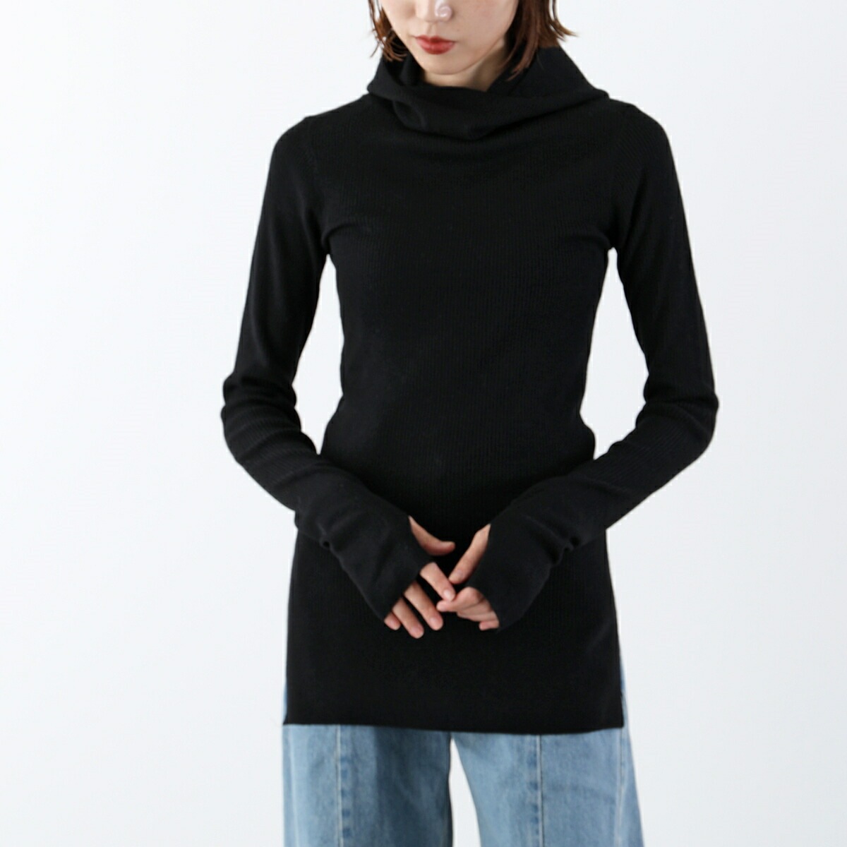 ANTHOM アントム フーディ リブニット A26517 レディース ウール混 タートルネック セーター タイト 12 ANTHOM アントム フーディ リブニット A26517 レディース ウール混 タートルネック セーター タイト 12