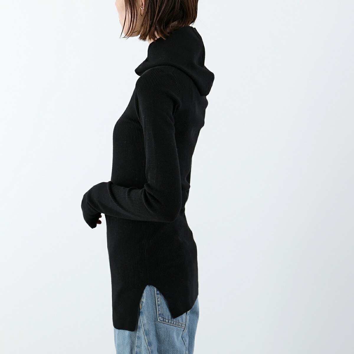 ANTHOM アントム フーディ リブニット A26517 レディース ウール混 タートルネック セーター タイト 12 ANTHOM アントム フーディ リブニット A26517 レディース ウール混 タートルネック セーター タイト 12