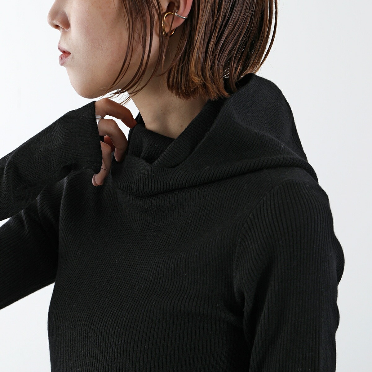 ANTHOM アントム フーディ リブニット A26517 レディース ウール混 タートルネック セーター タイト 12 ANTHOM アントム フーディ リブニット A26517 レディース ウール混 タートルネック セーター タイト 12