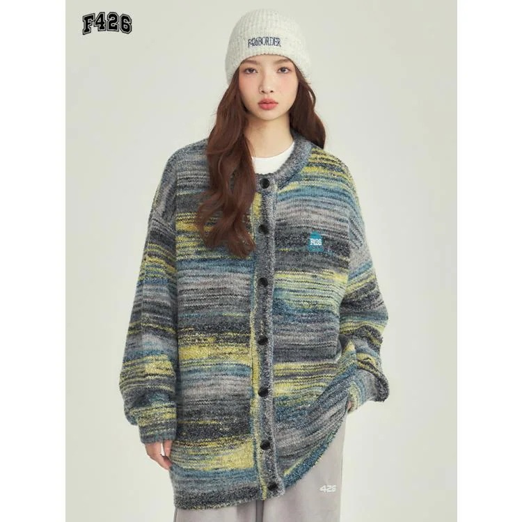 【急速出荷!】Spring 2025 ミラ ブルー カーディガン レインボー グラデーション カーディガン セーター ジャケット 【急速出荷!】Spring 2025 ミラ ブルー カーディガン レインボー グラデーション カーディガン セーター ジャケット