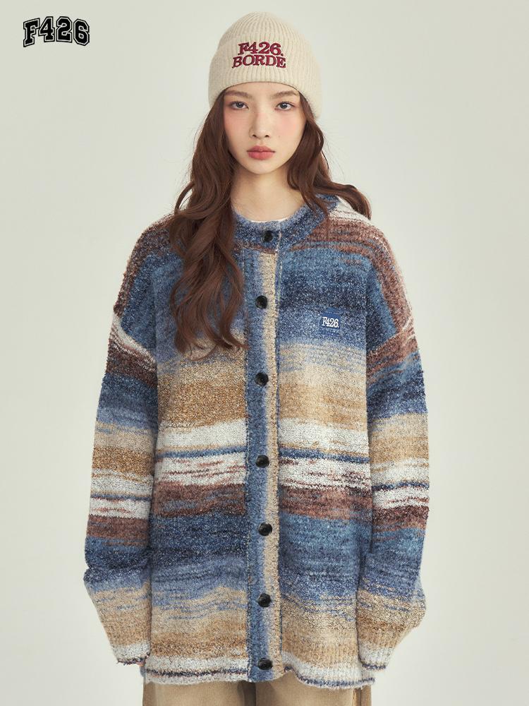 【急速出荷!】Spring 2025 ミラ ブルー カーディガン レインボー グラデーション カーディガン セーター ジャケット 【急速出荷!】Spring 2025 ミラ ブルー カーディガン レインボー グラデーション カーディガン セーター ジャケット