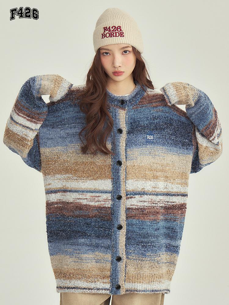 【急速出荷!】Spring 2025 ミラ ブルー カーディガン レインボー グラデーション カーディガン セーター ジャケット 【急速出荷!】Spring 2025 ミラ ブルー カーディガン レインボー グラデーション カーディガン セーター ジャケット