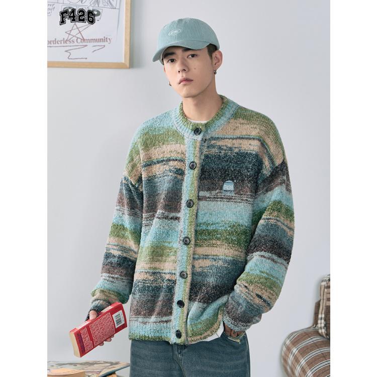 【急速出荷!】Spring 2025 ミラ ブルー カーディガン レインボー グラデーション カーディガン セーター ジャケット 【急速出荷!】Spring 2025 ミラ ブルー カーディガン レインボー グラデーション カーディガン セーター ジャケット