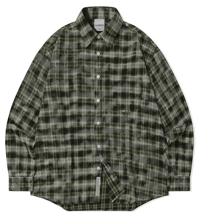 オーバーフィット ダメージチェックシャツ/ Lesserafim チェウォン着用