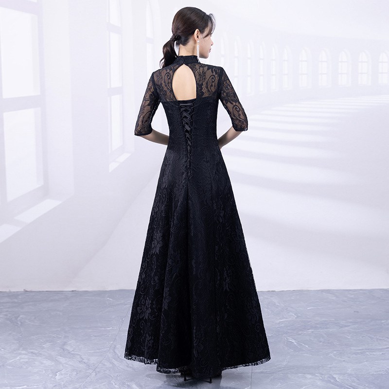 パーティードレス 結婚式 ワンピース longdress ロングドレス 詰襟 ワンピース 花柄刺繍 袖あり ウェディングドレス ウエディング ドレス 二次会 花嫁 ブライズメイド お呼ばれ ワンピース