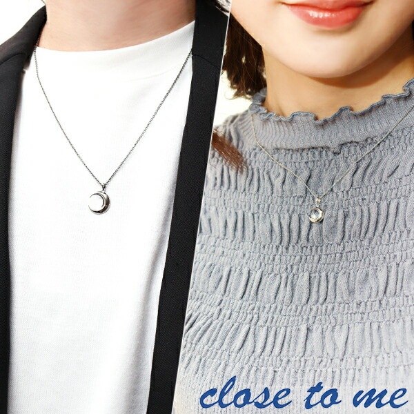 刻印無料 close to meムーンレッドダイヤモンドシルバーペアネックレス ネックレス ペア