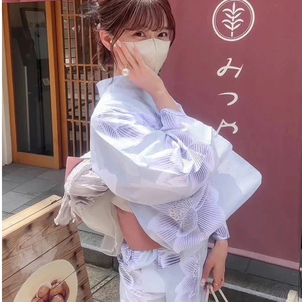 着物浴衣プレーンパープルフラワー和風ワンピース 着物浴衣プレーンパープルフラワー和風ワンピース