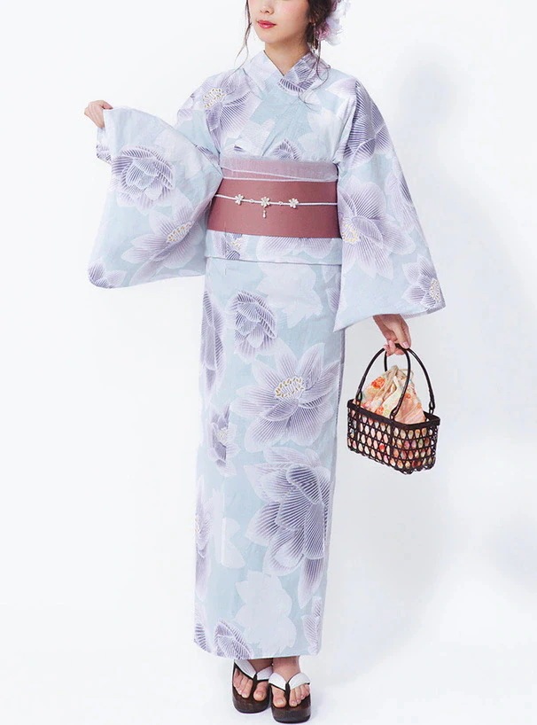 着物浴衣プレーンパープルフラワー和風ワンピース 着物浴衣プレーンパープルフラワー和風ワンピース