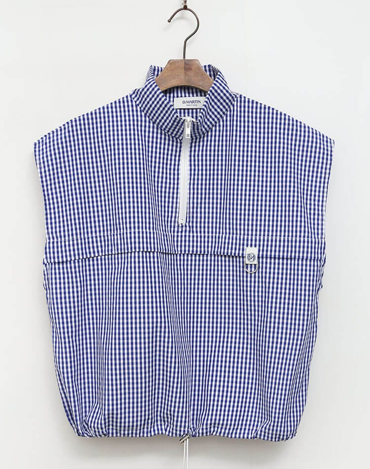 ゴルフ レディース トップス チェック柄 ハーフジップ アノラック ベスト ノースリーブ スポーツウェア ゴルフウェア テニス 体型カバー ギンガムチェック レイヤード おしゃれ 韓国 シンプル 無地