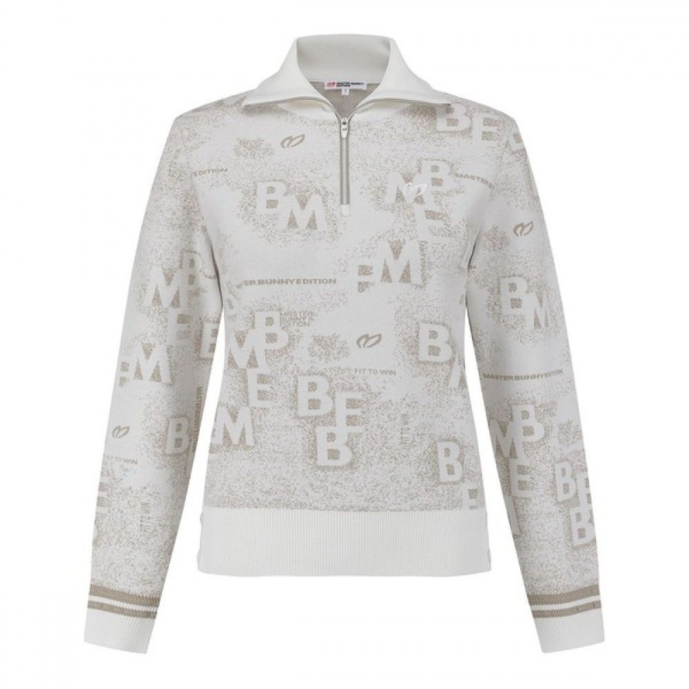 (Master Bunny) レディースロゴスプレーハーフジップアップニット (Master Bunny) レディースロゴスプレーハーフジップアップニット
