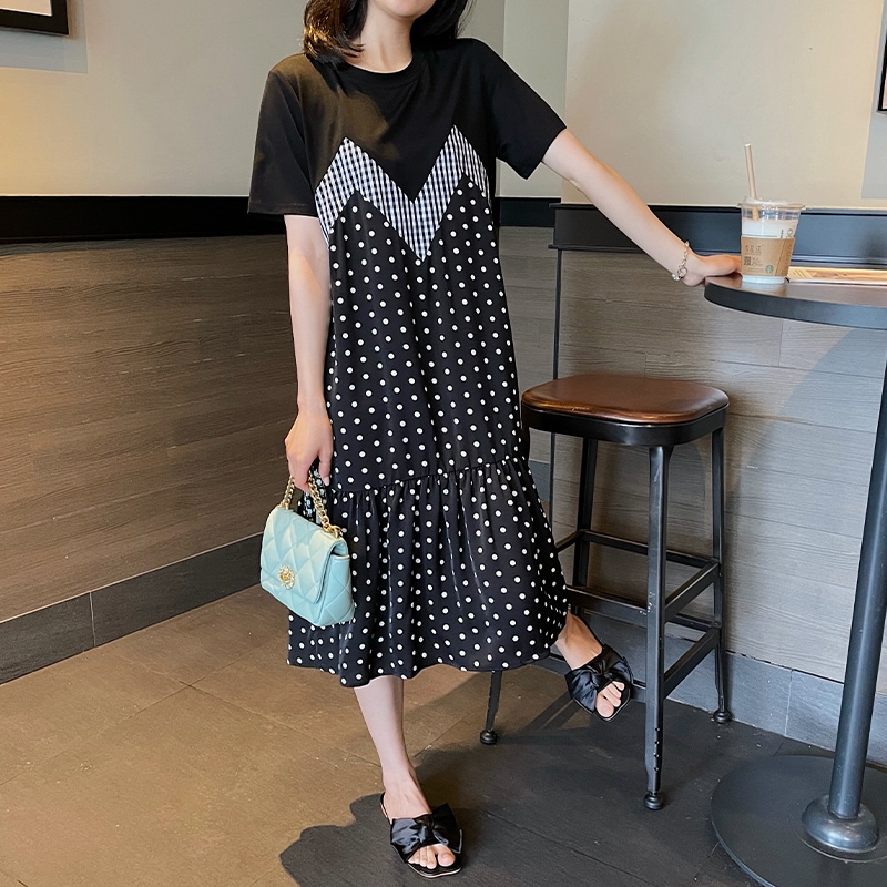 スクエアデザイン可愛い綺麗目膝下丈ワンピ アンドカワイイ And Kawaii ワンピース ロングスカート ひざ丈