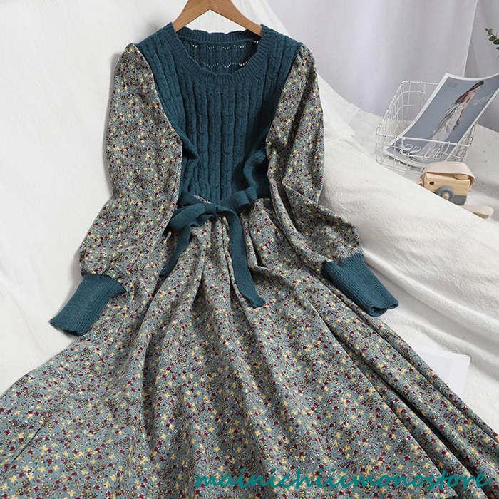 ワンピース 秋 冬 花柄 ニットワンピース 秋冬 長袖 コーデュロイ フレア ロング丈 ワンピース ワンピ 大きいサイズ おしゃれ 着やせ ニット切り替え ワンピース 秋 冬 花柄 ニットワンピース 秋冬 長袖 コーデュロイ フレア ロング丈 ワンピース ワンピ 大きいサイズ おしゃれ 着やせ ニット切り替え