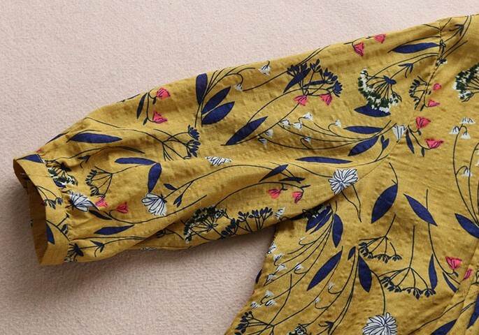 トップス ブラウス 綿麻 コットンリネン 袖あり 七分袖 ラウンドネック 襟なし ワイド 綿 麻 リネン 薄手 コットン かわいい カジュアル 大人 上品 おしゃれ アジアン 都会的 ベーシッ