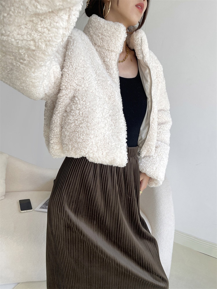 ボア ジャケット レディース 韓国 アウター コート 厚手 生地 ブルゾン フリース 冬 秋冬 秋 ボアブルゾン ゆったり ショート丈 シンプル