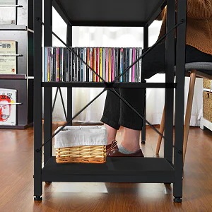 【日本国内出荷-3日で配達】韓国版 4色 パソコンデスク 左右入替可 収納 両用デスク ハイタイプ 組み立て簡単 多重機能 在宅ワークデスク勉強机 傷や水などに強い ゲーミングデスクDJYC17