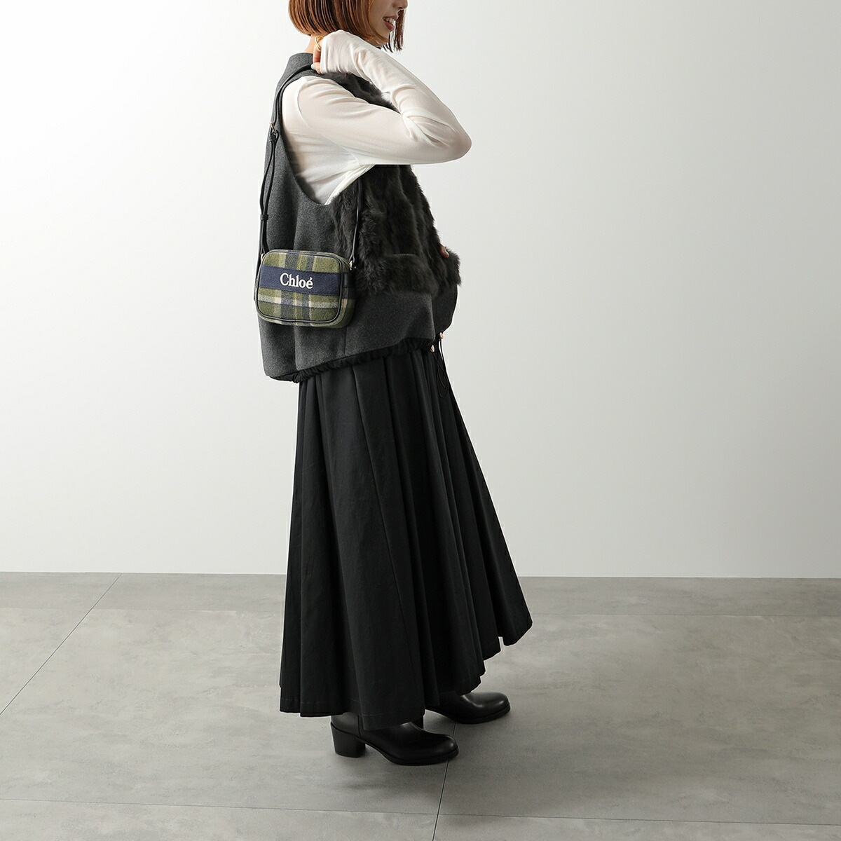 Chloe Kids クロエ キッズ ショルダーバッグ C20683 レディース ガールズ チェック フェルト フロッキー ミニバッグ ロゴ Z67/CARREAUX Chloe Kids クロエ キッズ ショルダーバッグ C20683 レディース ガールズ チェック フェルト フロッキー ミニバッグ ロゴ Z67/CARREAUX