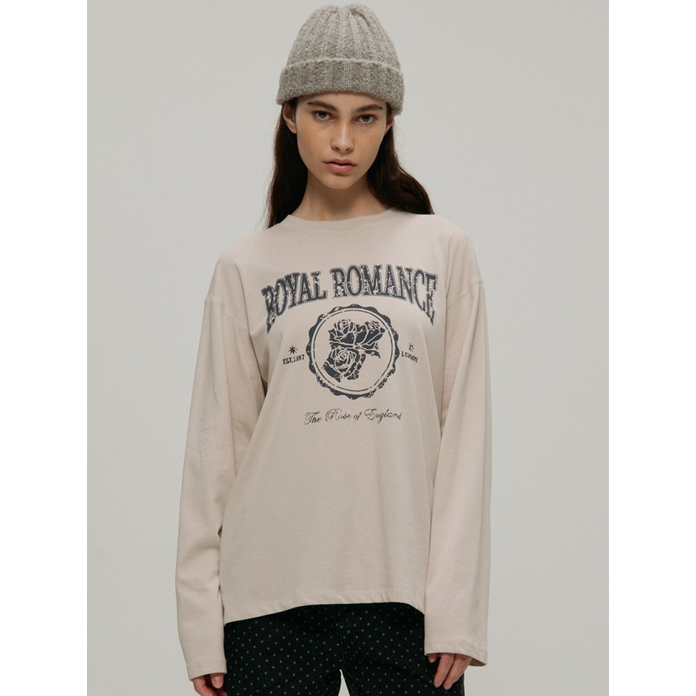 atcornerローズプリントロングスリーブTシャツライトベージュ(AETS3F007I1) atcornerローズプリントロングスリーブTシャツライトベージュ(AETS3F007I1)