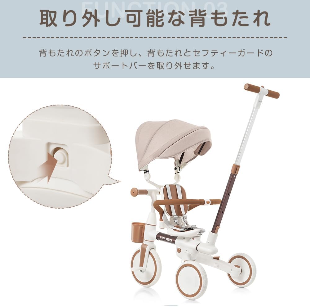 BTM 子供用三輪車 押し棒付 7in1 多機能 座面回転 キッズバイク 座面回転 ブルー BTM 子供用三輪車 押し棒付 7in1 多機能 座面回転 キッズバイク 座面回転 ブルー