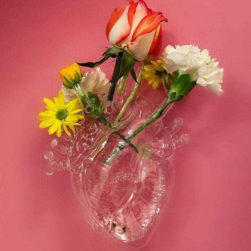 Lサイズ 心臓型の花瓶 心臓 ハート 花瓶 植木鉢 花 ユニーク インテリア 置物 装飾 オーナメント 彫刻 工芸品 小物