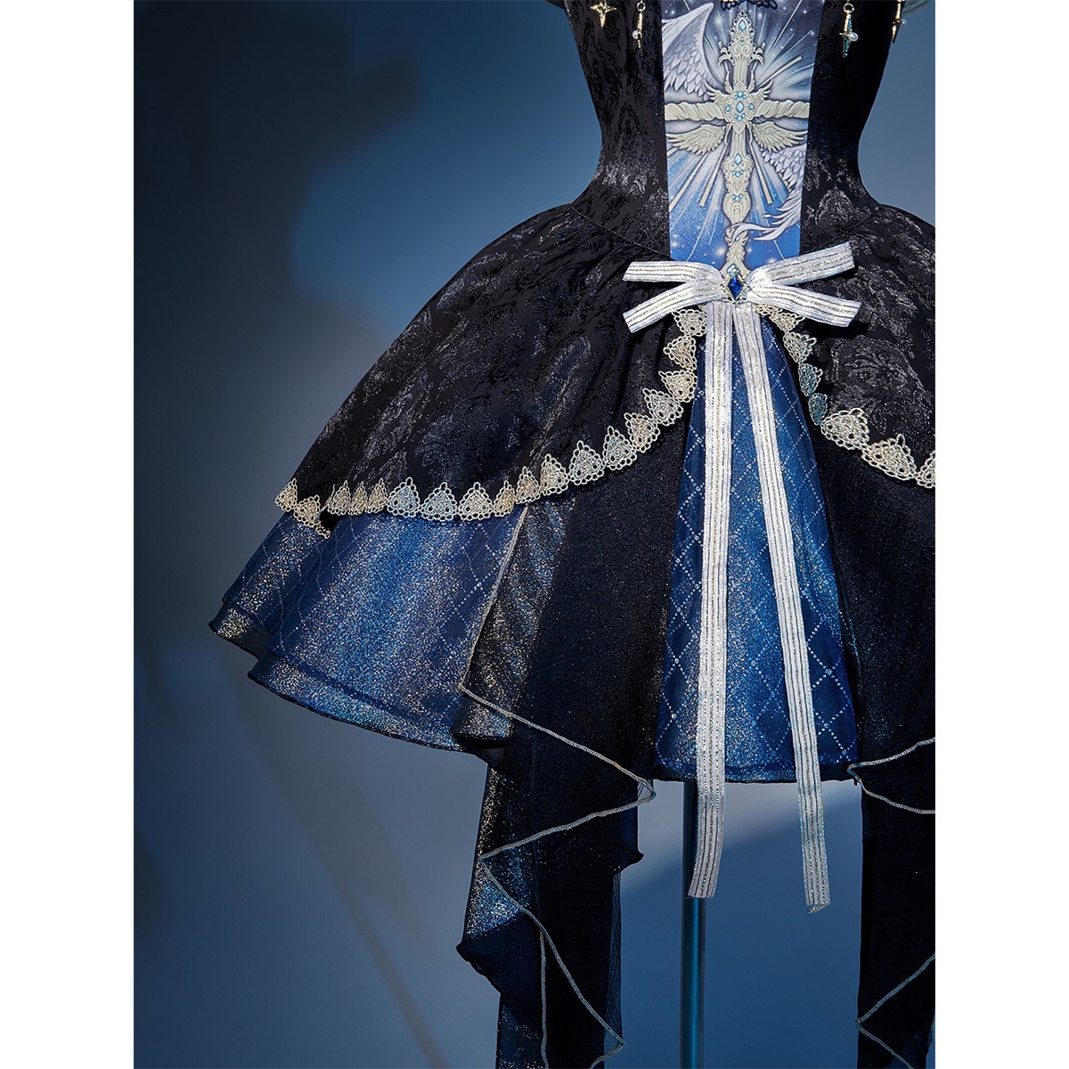 正規品デザイン宇宙十字lolitaダークゴシック首掛けショルダーワンピースロリータ 正規品デザイン宇宙十字lolitaダークゴシック首掛けショルダーワンピースロリータ