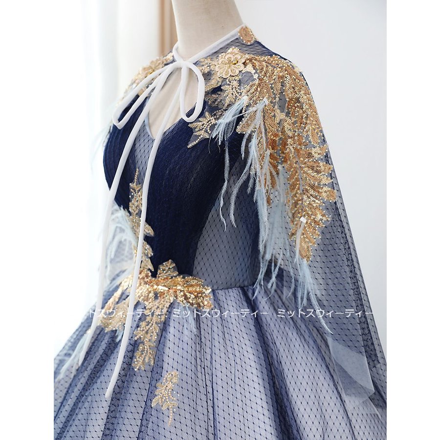 カラードレス 2点セット 演奏会 発表会 主役級 パーティードレス フォーマル ブルー 青 イブニン