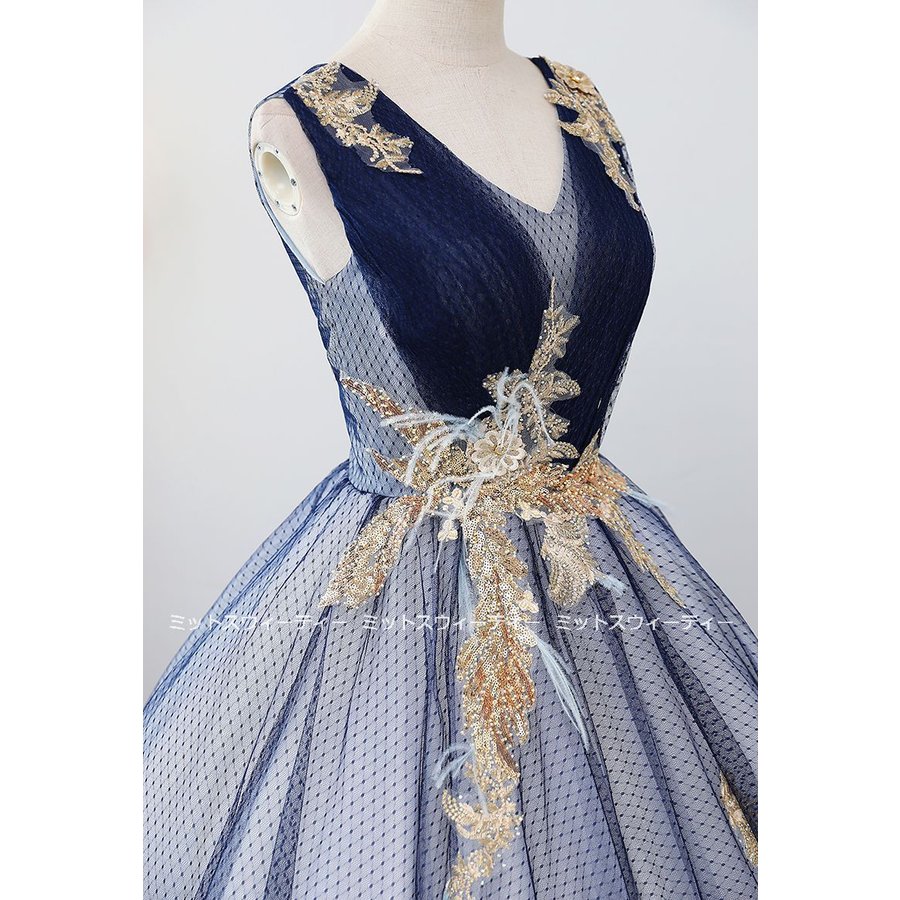 カラードレス 2点セット 演奏会 発表会 主役級 パーティードレス フォーマル ブルー 青 イブニン