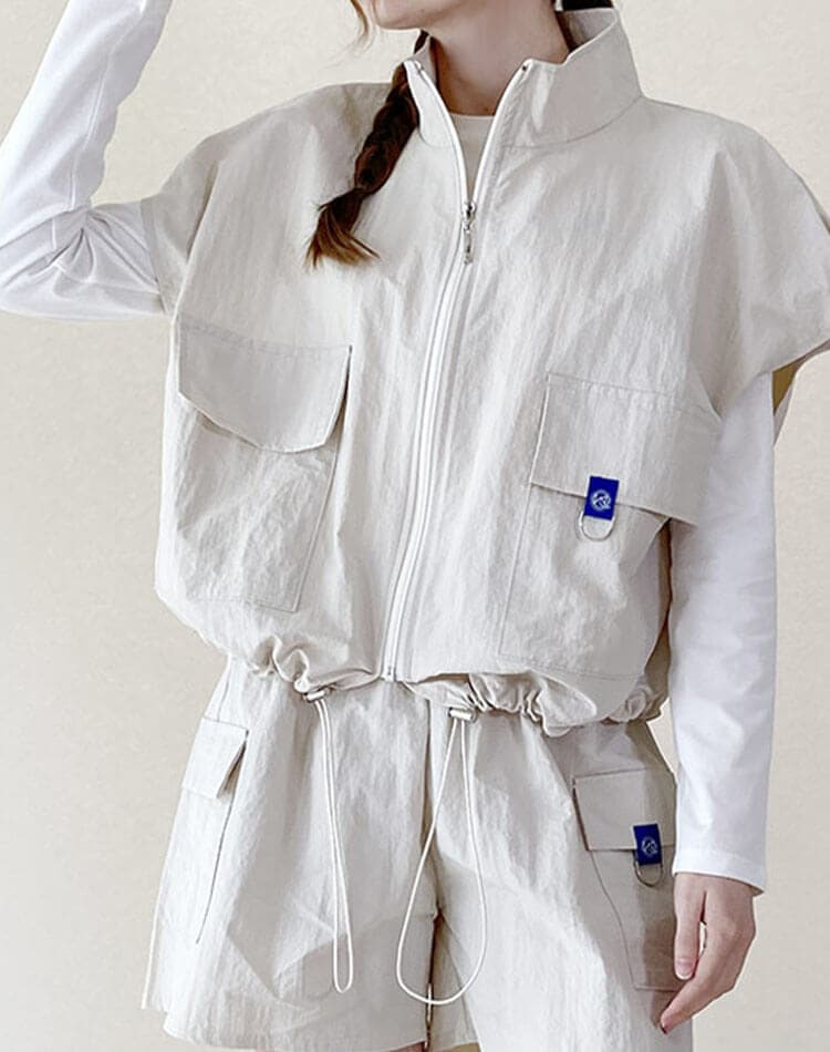 ゴルフ レディース 半袖 ベスト ジップアップ アノラック ポケット付き ストリング ドロスト デイリー スポーツウェア ゴルフウェア テニス レイヤード おしゃれ 韓国 ベージュ ホワイト グリーン ゴルフ レディース 半袖 ベスト ジップアップ アノラック ポケット付き ストリング ドロスト デイリー スポーツウェア ゴルフウェア テニス レイヤード おしゃれ 韓国 ベージュ ホワイト グリーン