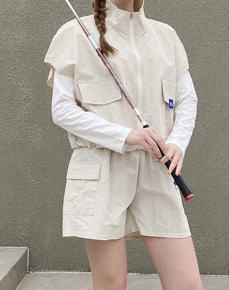 ゴルフ レディース 半袖 ベスト ジップアップ アノラック ポケット付き ストリング ドロスト デイリー スポーツウェア ゴルフウェア テニス レイヤード おしゃれ 韓国 ベージュ ホワイト グリーン ゴルフ レディース 半袖 ベスト ジップアップ アノラック ポケット付き ストリング ドロスト デイリー スポーツウェア ゴルフウェア テニス レイヤード おしゃれ 韓国 ベージュ ホワイト グリーン