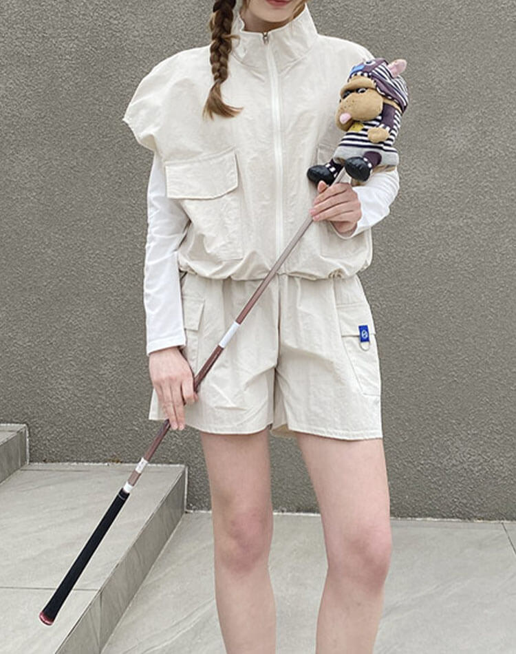 ゴルフ レディース 半袖 ベスト ジップアップ アノラック ポケット付き ストリング ドロスト デイリー スポーツウェア ゴルフウェア テニス レイヤード おしゃれ 韓国 ベージュ ホワイト グリーン ゴルフ レディース 半袖 ベスト ジップアップ アノラック ポケット付き ストリング ドロスト デイリー スポーツウェア ゴルフウェア テニス レイヤード おしゃれ 韓国 ベージュ ホワイト グリーン