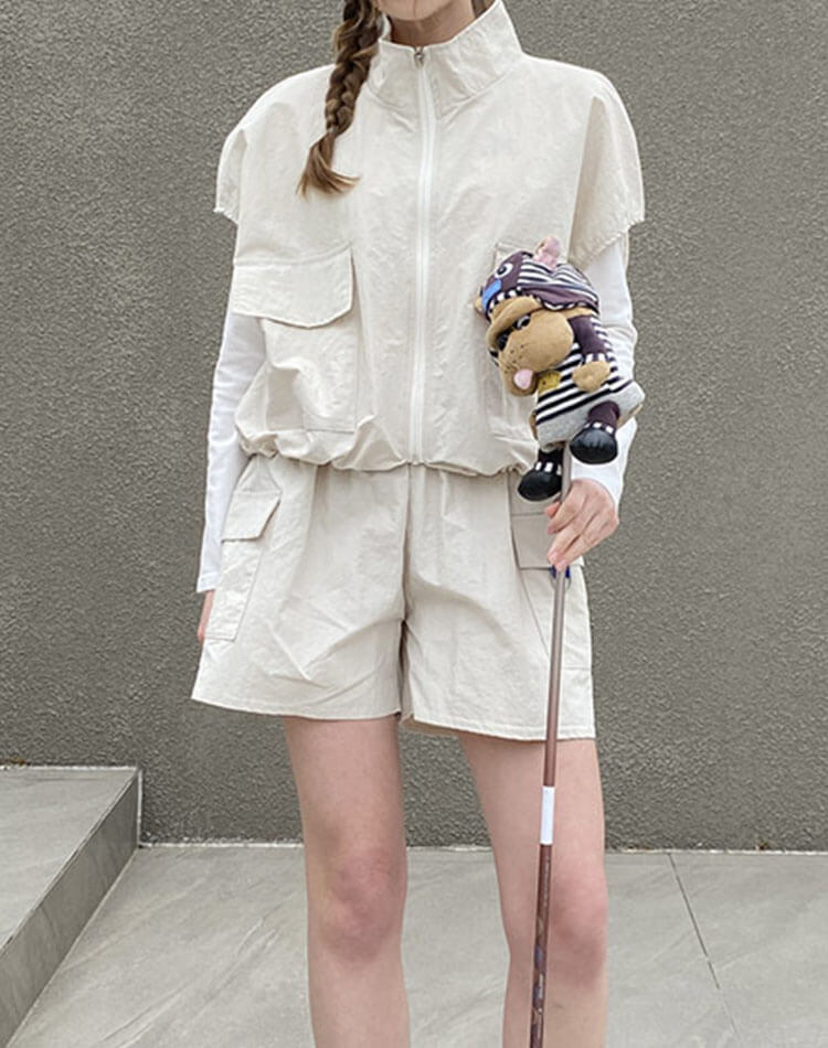 ゴルフ レディース 半袖 ベスト ジップアップ アノラック ポケット付き ストリング ドロスト デイリー スポーツウェア ゴルフウェア テニス レイヤード おしゃれ 韓国 ベージュ ホワイト グリーン ゴルフ レディース 半袖 ベスト ジップアップ アノラック ポケット付き ストリング ドロスト デイリー スポーツウェア ゴルフウェア テニス レイヤード おしゃれ 韓国 ベージュ ホワイト グリーン