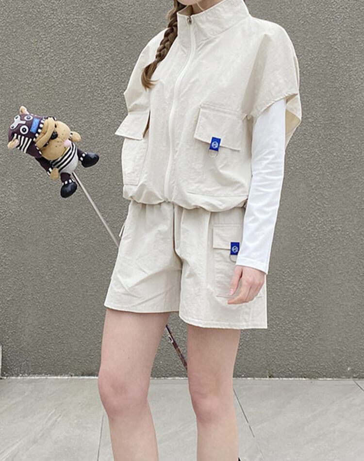 ゴルフ レディース 半袖 ベスト ジップアップ アノラック ポケット付き ストリング ドロスト デイリー スポーツウェア ゴルフウェア テニス レイヤード おしゃれ 韓国 ベージュ ホワイト グリーン ゴルフ レディース 半袖 ベスト ジップアップ アノラック ポケット付き ストリング ドロスト デイリー スポーツウェア ゴルフウェア テニス レイヤード おしゃれ 韓国 ベージュ ホワイト グリーン