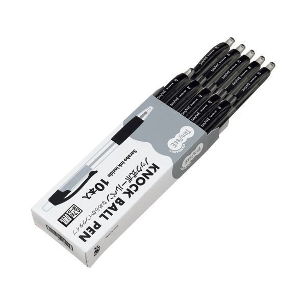 （まとめ） TANOSEE ノック式油性ボールペン（なめらかインク） 0.7mm 黒 1セット（50本） 2セット