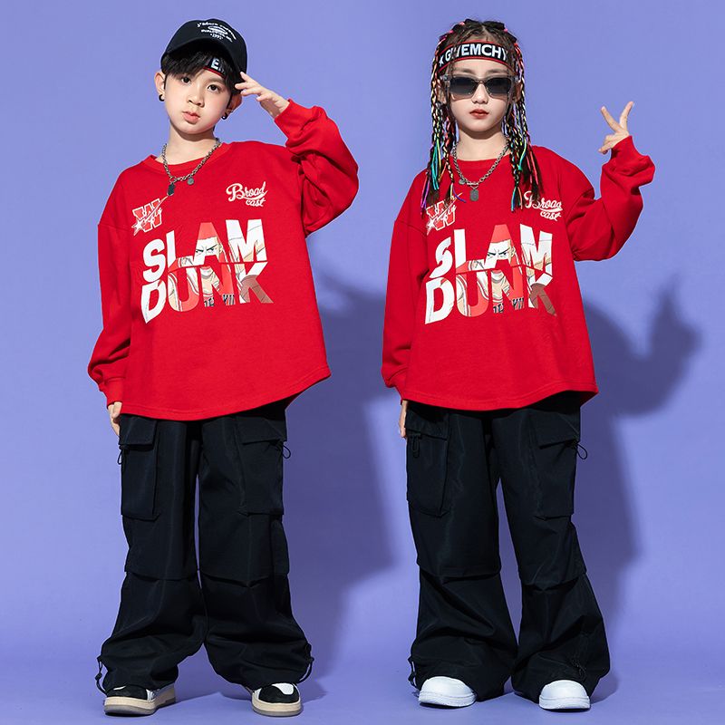 子供の街のダンスのファッション服の秋冬の新型の工装のズボンの女の子のジャズのダンスの公演服の男の子のヒップホップのhiphopのスーツ