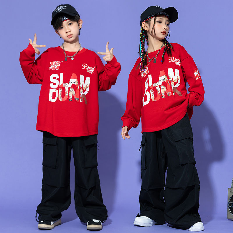 子供の街のダンスのファッション服の秋冬の新型の工装のズボンの女の子のジャズのダンスの公演服の男の子のヒップホップのhiphopのスーツ