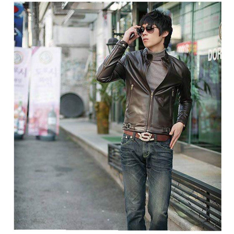 メンズファッション　レザージャケット 人気　革ジャケット ライダーメンズ　PU革バイクジャケット　ラ